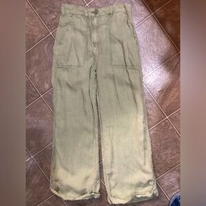 Women’s ZARA Casual Linen Cargo Green Pants